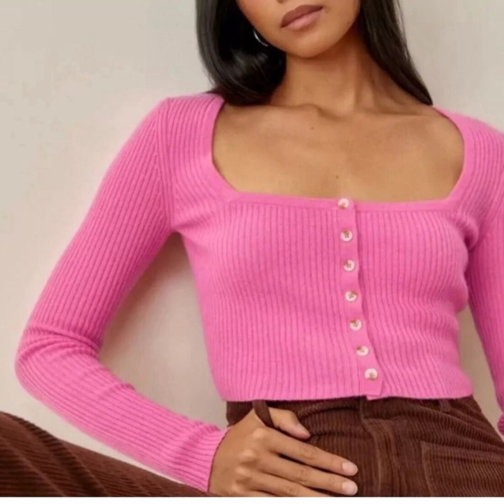 Reformation Idina Cropped Cashmere Cardigan